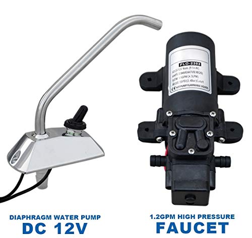 ECO-WORTHY 12V Diaphragm Water Pump+ Faucet 1.2GPM 35PSI Self-Priming for Caravan RV Boat