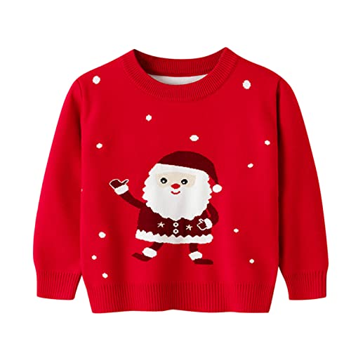 Children Warm Blouse Toddler Boys Girls Christmas Cartoon Santa Snowfakle Prints Sweater Long Sleeve Warm Tops