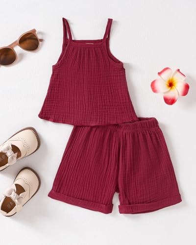Image of Weebaby Toddler Girl Clothes Baby Summer Outfits Sleeveless Halter Top Ruffle Short Set Cute Kids Clothes Girls