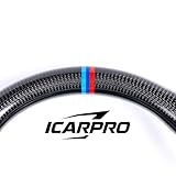 iCarPro Real Carbon Fiber Perforated Nappa Leather D-Type Racing Design Sport Steering Wheel for BMW F30 F20 F21 F25 F15 M2 M3 M4 F80 F82 F87 (Blue Carbon Fiber Frame, Without Heating) - Image 5