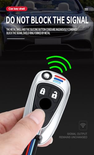 Coque de clé à rabat pour Buick Encore et Regal - Boîtier argenté 3 boutons - 3