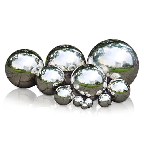 Yardenfun Hohlkugel Reflektierend Rund Für Die Heimdekoration Wand Stahl Poliert Gartenkugel Für Gartendekoration Kugeln Schwebende Kugel Gartenglobus Dicke Klein Silberfarben
