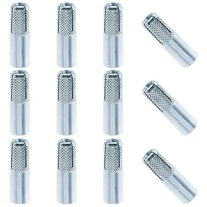 Swpeet 12Pcs 3/8 Inch Premium Zinc Plated Carbon Steel Concrete Knurled Drop in Anchors Assortment Kit, Expansion Screws…