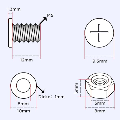 polarmotor M5*12mm Kennzeichen Schrauben Set Edelstahl für Kennzeichenhalter Motorrad, Moped, Roller Nummernschild Halter