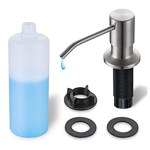Comparison: Best Built In Soap Dispenser For Kitchen Sink 10 Built in Soap Dispenser for Kitchen Sink WEWE, Stainless Steel Brushed Nickel in Counter soap Dispenser Refill from The Top 10oz Large Liquid Bottle