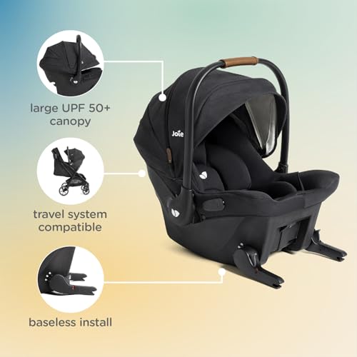 Image of Joie Ginger and Mint Latch Travel System - 4-in-1 Travel System with Baseless Infant Car Seat & Stroller, One-Click Install, from Birth Stroller (Shale Dark)