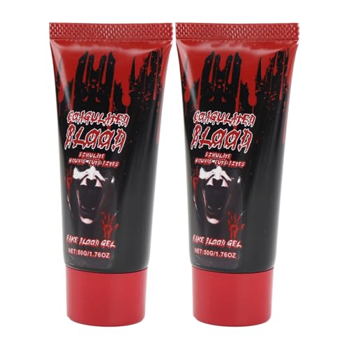 2 PCS Makeup Fake Coagulated Blood Gel, Washable Effects Fake Blood, Create Lifelike Appearance | Sticky Texture Makeup Stage Blood for Festivities 50g