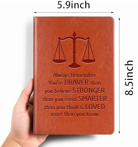 Lawyer Gifts Leather Notebook Always Remember You’re Braver Than You Believe Leather Journal Notebook Law School Graduation Gifts Future Lawyer Gifts (Brown)