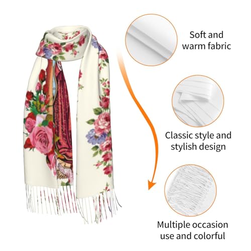 Virgen de Guadalupe Blanket Scarf Catholic Gifts Virgin Mary Shawl Wrap for Women Our Lady of Guadalupe Womens Shawl4