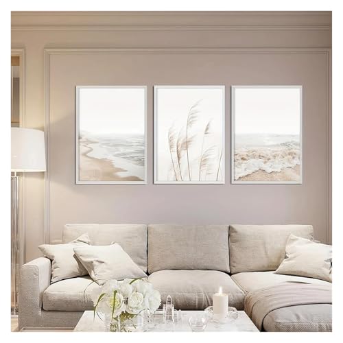 Tableau Déco Nature bord de mer pour salon moderne : triptyque scandinave 50x70cm