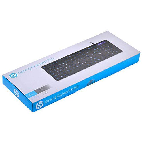 Teclado HP Led Azul Abnt2, K300, Preto