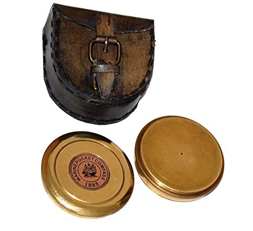 Brújula de bolsillo Marine con poema Robert Frost y estuche de cuero miniatura 4