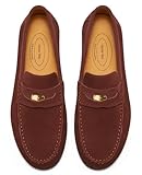 Journey West Ivy Style Suede Slip-on Penny Loafers Shoes for Men Brown US 10.5