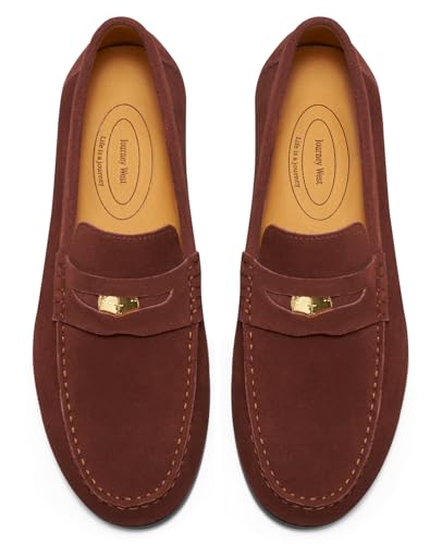 Image of Journey West Mens Genuine Leather Dress Shoes Slip on Penny Loafers for Men