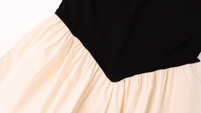 patchwork off shoulder pleated mini dress OFF-SHOULDER PATCHWORK PLEATED MINI DRESS
