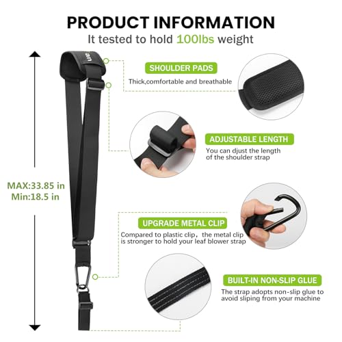 Image of Trimmer Strap for Weed Eater Shoulder Strap Harness [Upgraded Metal-Clip], Compatible with EGO /Greenworks String Trimmer, Leaf Blower, & Shrub Trimmers