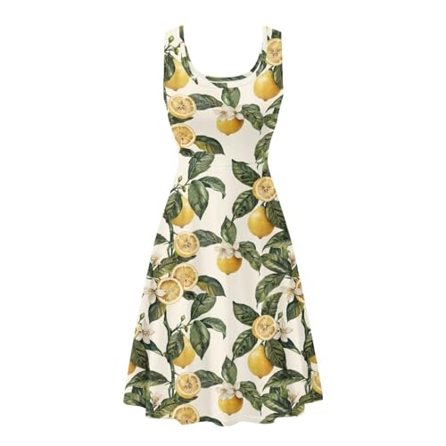 Image of Women's Casual Loose Sundress Midi Sleeveless Crewneck Dress Summer Beach Tank Dress with Pockets
