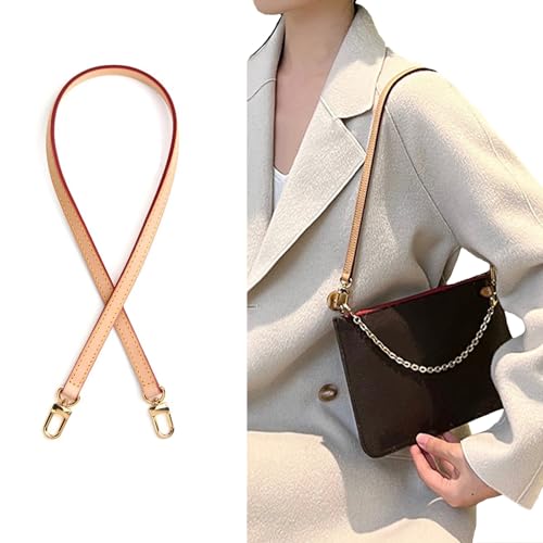 jiesinlov Genuine Vachetta Leather Replacement Bags Thin short Strap Shoulder Straps for Multi Pochette Boulogne pouchette Montaigne Accessories (Width:0.43in&Length:23.6in)