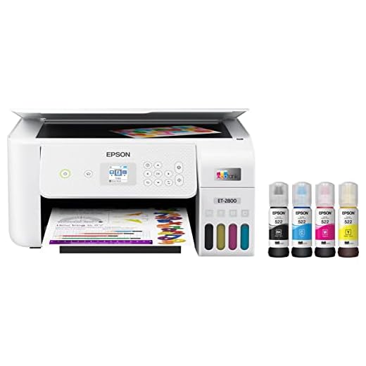 Epson EcoTank ET-2800 Wireless Color All-in-One Supertank Inkjet Printer, White - Print Scan Copy - 10 ppm, 5760 x 1440 dpi, 1.44" LCD Display, Borderless Photo Prints