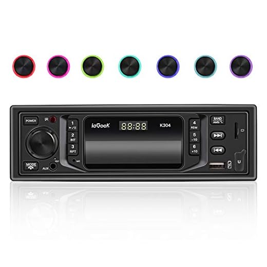 ieGeek Autoradio Bluetooth, 4×60W Llamadas Manos Libres, Universal 1 DIN Radio de Coche, 7 Colores LED, Soporta Estéreo RDS/MP3/FM/AM/SD/AUX/RST/Dual USB/Pantalla de Reloj,Remote Control