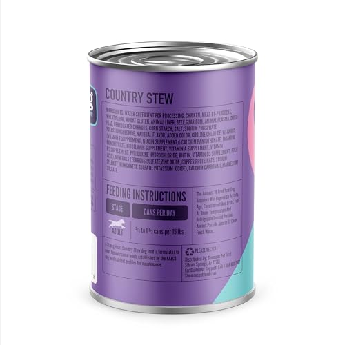 Image of A Strong Heart Wet Dog Food Cans, Country Beef Stew with Peas & Carrots - Stew-Style Cuts, All Life Stages, Complete & Balanced, Made in USA, 13.2 oz (Pack of 12)