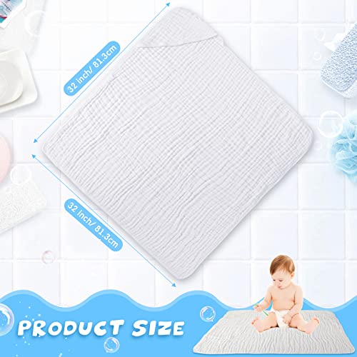 Muslin Cotton Hooded Baby Bath Towel Sets Large 32 X 32 Inch Soft Unisex Bath Towels Bulk For Babies, Toddler, Infant, Newborn, Baby Gifts For Girl Boy (White, 4 Pieces) #TOP3