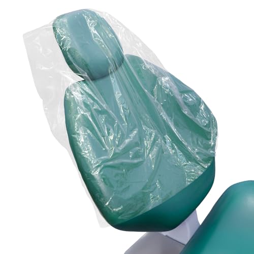 225 Pcs Half Dental Chair Covers 27.5x24 by Vastmed | Clear Dental Chair Covers Sleeve for Covering Chair | Waterproof Plastic Cover Sleeves to Cover Back and Headrest
