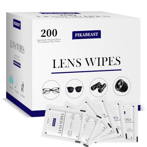 200 Count Lens Wipes for Eyeglasses, Individually Wrapped Pre- Moistened Wipes