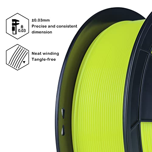 ZIRO PLA Filament 1.75mm,3D Drucker Filament PLA Neon Series 1.75mm 1KG(2.2lbs), Dimensional Accuracy +/- 0.03mm,Neon Gelb