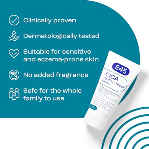 E45 Cica Soothe & Repair Cream - Protects and Restores Dry, Sensitive & Irritated Skin, Reduces Redness - With Natural Ingredients, Fragrance Free, 50ml - Image 4
