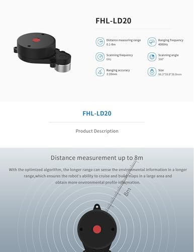 youyeetoo FHL-LD20 8 Meters 360 deg; Lidar Sensor, Provides Compatible with Raspberry Pi C/ROS1&2 Tutorial - Image 3