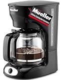 Mueller 12-Cup Drip Coffee Maker, Auto Keep Warm Function, Smart Anti-Drip System, with Durable Permanent Filter and  Borosilicate Glass Carafe, Clear Water Level Window Coffee Machine