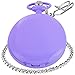 Realpoo Purple Smooth Cover Quartz Pocket Watch, Fashionable Roman Digital White Dial with Waist Chain Pocket Watches for Men -Purple