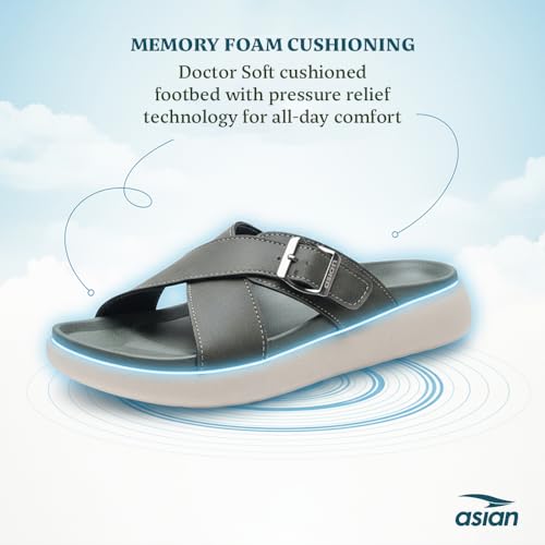 Image of ASIAN MEDISOL-01 OrthoSoft Extra Soft Doctor Slippers for Men | Men's Flip Flop Slippers with Soft Cushion & Arch Support | Broad Strap Casual Slides | Comfortable Daily Wear Footwear