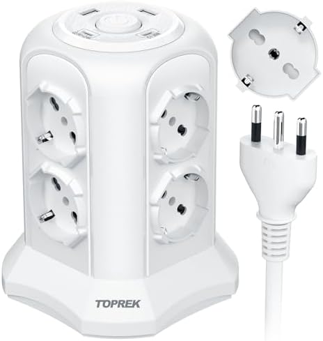 Multipresa 4 Prese + 2 USB - Cavo 1.5m, Interruttore, Bianco, 10/16A ITA - Foto 3