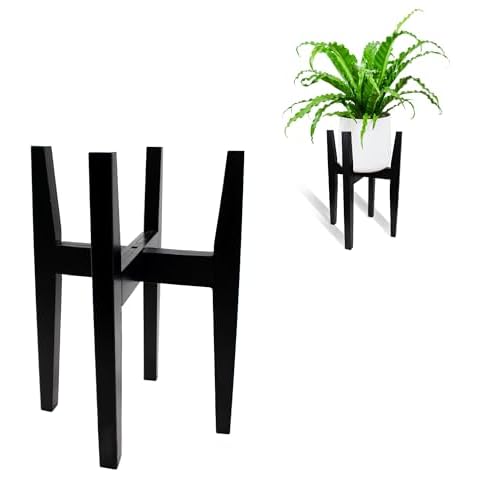 KEIGPERI plant stand indoor，Adjustable Plant Stand Indoor，indoor plant stand，Bamboo Plant Stand 8 to 12 Inches，Pot Plant Not Included (black) Cover