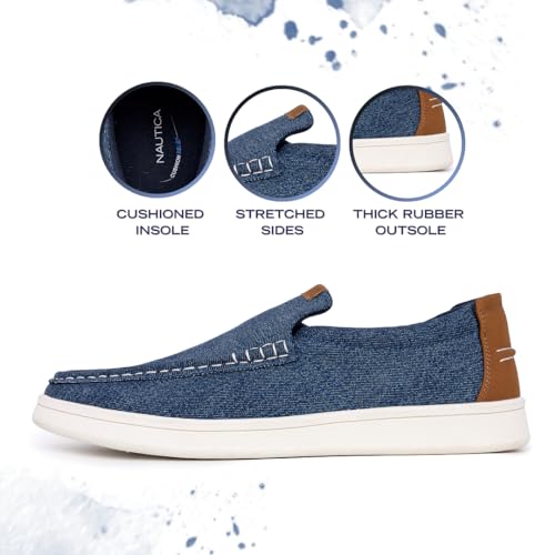 Image of Nautica Men's Slip-On Loafers Casual Moc Toe Sneakers Boat Shoes Slipper for Men - Lightweight & Comfortable - Derwin