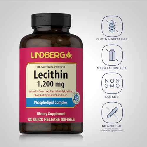 Lindberg 21030 Lecithin 1200Mg | 120 Softgel Capsules | Phospholipid Complex | Non-Gmo, Gluten Free Supplement thumb #2