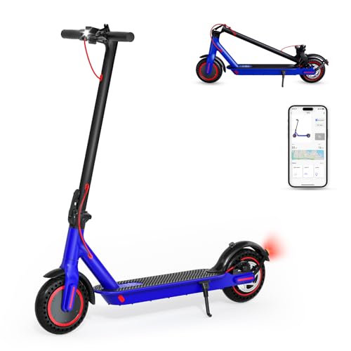 RIDWIND 500W Peak Motor Electric Scooter Adults, 20 Miles Range, 15.5Mph Adult Scooter, Dual Braking System, Portable Folding Commuting Escooter for Adults Teens with APP Control (Blue)