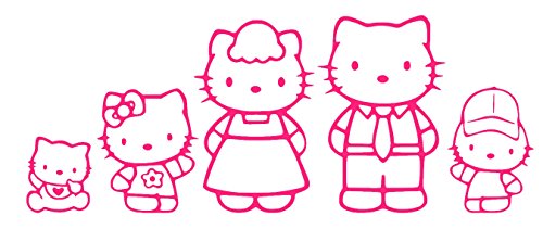 Hello Kitty Family Vinyl Sticker Decal - 12''x5'' - Magenta