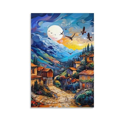 Peintures sur toile de villages pour créer un salon chaleureux 50x75
