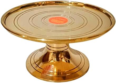 Madhura eStores Brass Decorative Round Pooja Kamatshi Diya Stool (Stand)| Brass Chowki | GOD DEEP Decor Sitting Table/Stand (Dia :4 Inches, Height : 1.75 inches, Wt.190 GMS)