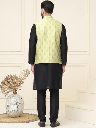 Image of SOJANYA (Since 1958 Men's Silk Blend Kurta Pyjama With Nehrujacket Set