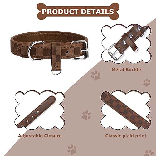 Adjustable Dog Collars For Small Medium Large Dogs Leather Dog Collar Puppy Collar Cute Pet Collars Female Male Dog Boy Girl Collar Plaid Dog Collar Cats Accessories (Xx-Small, Brown) #TOP1