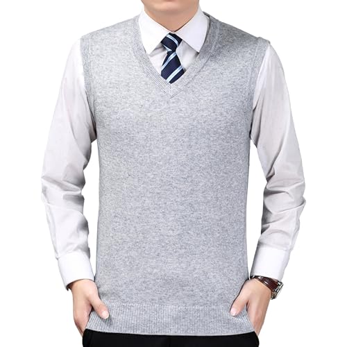 JEShifangjiusu Men's V Neck Sleeveless Sweater Vest Slim Fit Casual Knitted Pullover Casual Business Cotton Tank Top