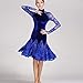 ZYDANC Blue,S,Women's Lace Latin Dance Dresse Velvet Salsa Ballroom Performance Dance Outfits Tango Cha Cha Training Costumes