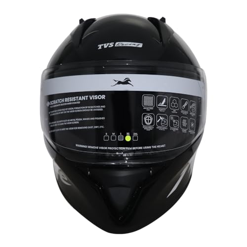 TVS Apache Full Face Premium Helmet: Ultimate Men's Bike Helmet, Ideal Helmets for Men, Bike Helmet for Men, Superior Full Face Helmet for Men's Bike - Safety and Style Combined (Black & Yellow-XL)