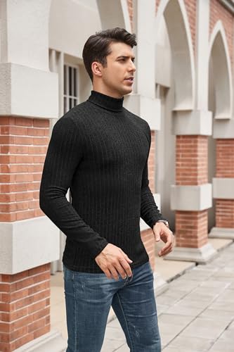 HiMONE Men Turtleneck Shirts Lightweight Long Sleeve Turtle Necks Ribbed Thermal Tops S-XXL3