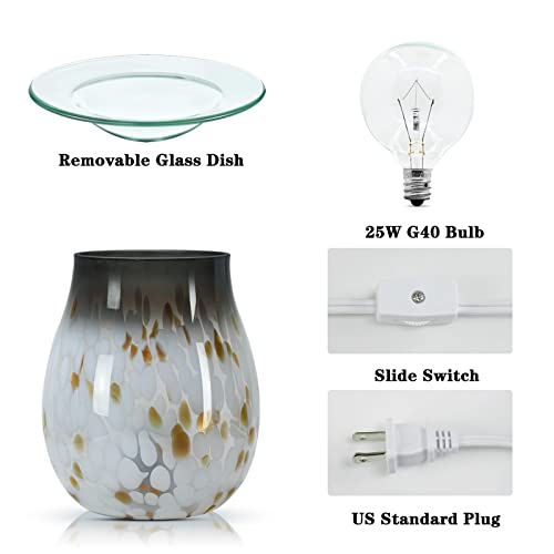 EQUSUPRO Wax Melts Warmer Candle Warmer - Electric Glass Oil Burner for Scented Wax, Fragrance Night Light for Home Office Bedroom Decor&Gifts (White Feather) - Thumbnail 7