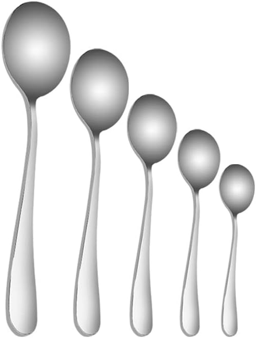 Silverware Flatware Set, 5/20/30/40/50/60 Pieces Stainless Steel Spoons Household Creative Korean Round Spoons Eating Spoons Dessert Spoons Coffee Spoons Stirring Spoons(20 Pieces for 4)